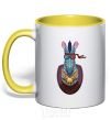 Mug with a colored handle Zebra head trophy yellow фото