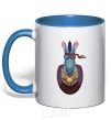 Mug with a colored handle Zebra head trophy royal-blue фото