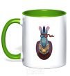 Mug with a colored handle Zebra head trophy kelly-green фото