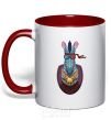 Mug with a colored handle Zebra head trophy red фото