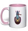 Mug with a colored handle Zebra head trophy light-pink фото