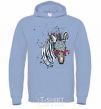 Men`s hoodie A zebra with glasses sky-blue фото