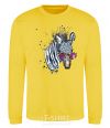 Sweatshirt A zebra with glasses yellow фото