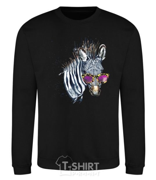 Sweatshirt A zebra with glasses black фото