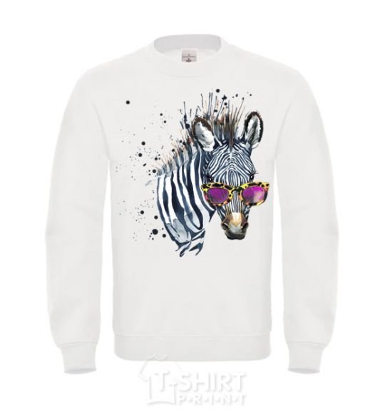 Sweatshirt A zebra with glasses White фото