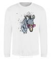 Sweatshirt A zebra with glasses White фото