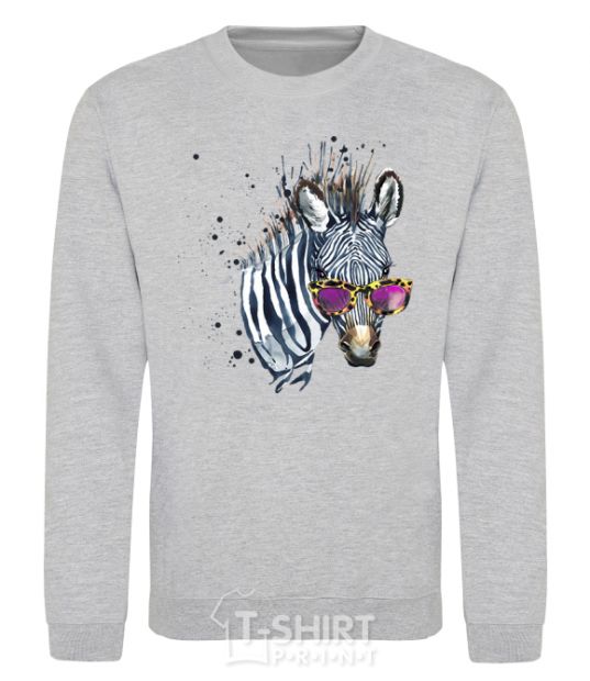 Sweatshirt A zebra with glasses sport-grey фото