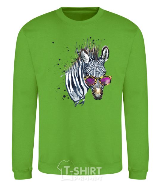 Sweatshirt A zebra with glasses orchid-green фото