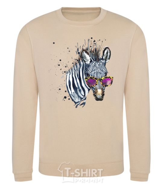 Sweatshirt A zebra with glasses sand фото