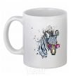 Ceramic mug A zebra with glasses White фото