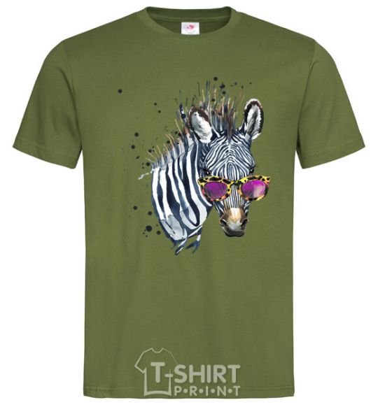 Men's T-Shirt A zebra with glasses millennial-khaki фото