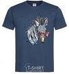 Men's T-Shirt A zebra with glasses navy-blue фото