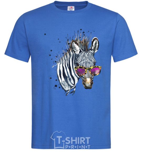 Men's T-Shirt A zebra with glasses royal-blue фото