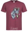 Men's T-Shirt A zebra with glasses burgundy фото