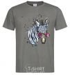 Men's T-Shirt A zebra with glasses dark-grey фото