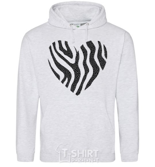 Men`s hoodie Heart zebra cracks sport-grey фото