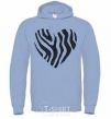 Men`s hoodie Heart zebra cracks sky-blue фото