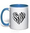 Mug with a colored handle Heart zebra cracks royal-blue фото