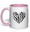 Mug with a colored handle Heart zebra cracks light-pink фото