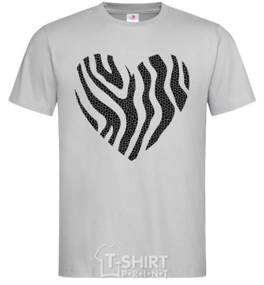Men's T-Shirt Heart zebra cracks grey фото