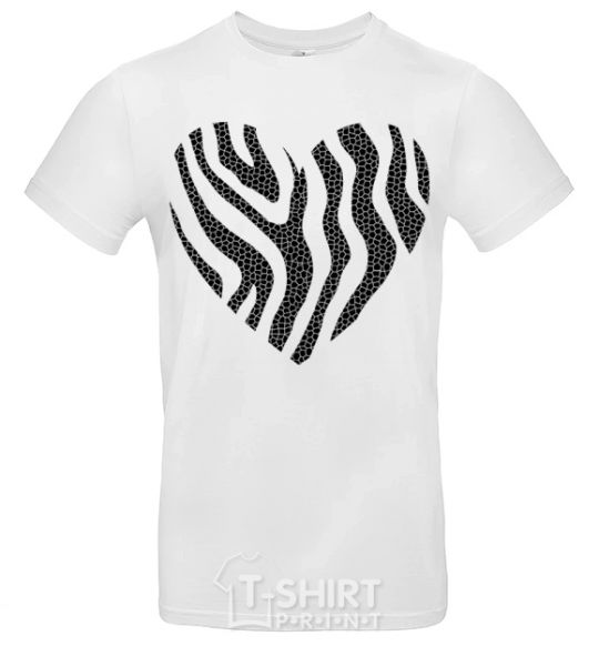 Men's T-Shirt Heart zebra cracks White фото