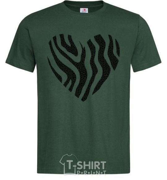 Men's T-Shirt Heart zebra cracks bottle-green фото