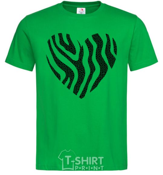 Men's T-Shirt Heart zebra cracks kelly-green фото