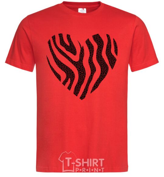 Men's T-Shirt Heart zebra cracks red фото