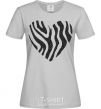 Women's T-shirt Heart zebra cracks grey фото