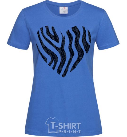 Women's T-shirt Heart zebra cracks royal-blue фото