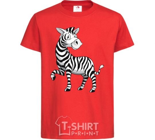 Kids T-shirt A cartoon zebra red фото