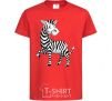 Kids T-shirt A cartoon zebra red фото