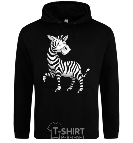 Men`s hoodie A cartoon zebra black фото