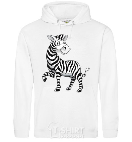 Men`s hoodie A cartoon zebra White фото