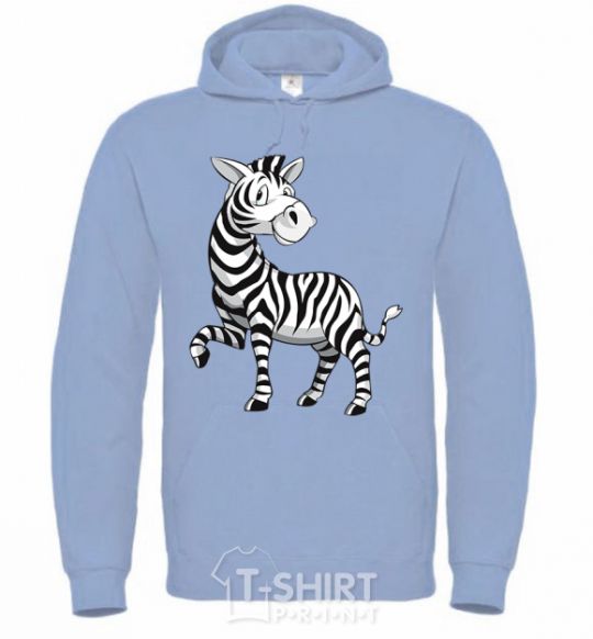 Men`s hoodie A cartoon zebra sky-blue фото