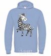 Men`s hoodie A cartoon zebra sky-blue фото