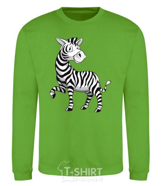 Sweatshirt A cartoon zebra orchid-green фото
