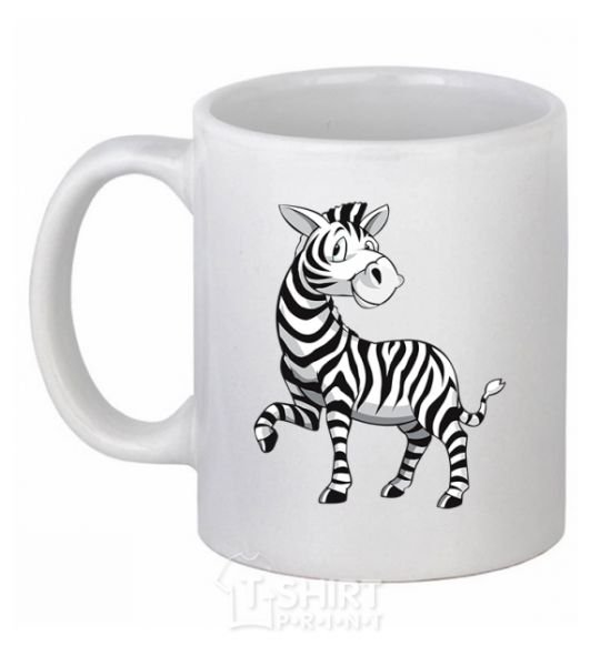 Ceramic mug A cartoon zebra White фото