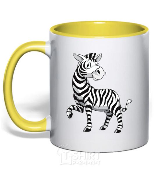 Чашка с цветной ручкой Мультяшная зебра Солнечно желтый фото