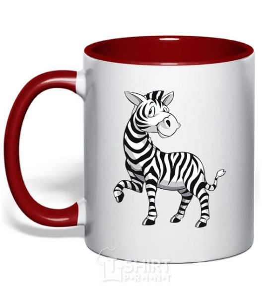 Mug with a colored handle A cartoon zebra red фото