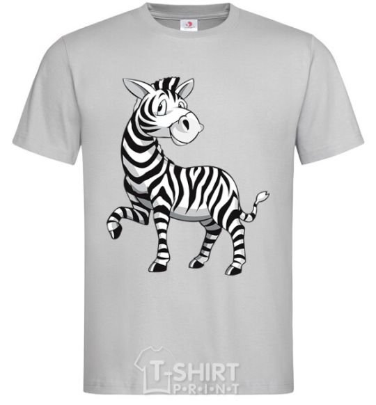 Men's T-Shirt A cartoon zebra grey фото