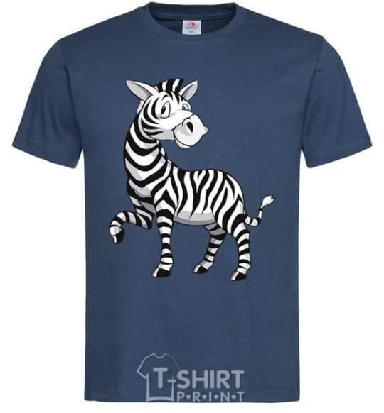 Men's T-Shirt A cartoon zebra navy-blue фото