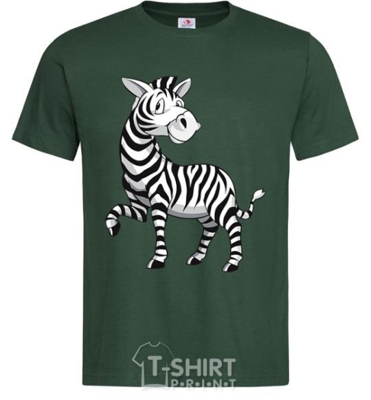 Men's T-Shirt A cartoon zebra bottle-green фото