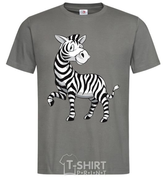 Men's T-Shirt A cartoon zebra dark-grey фото