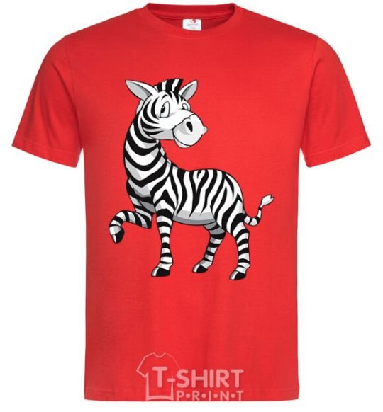 Men's T-Shirt A cartoon zebra red фото