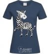 Women's T-shirt A cartoon zebra navy-blue фото