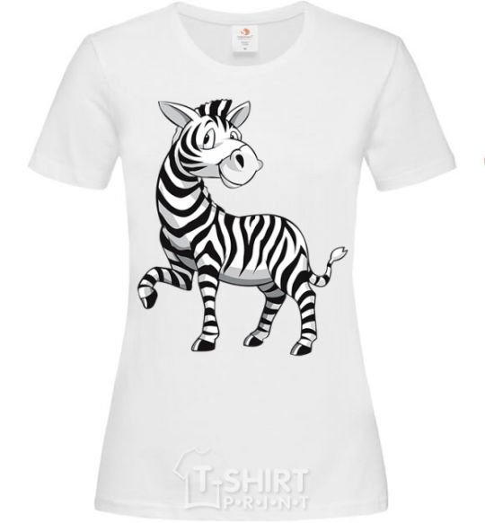 Women's T-shirt A cartoon zebra White фото
