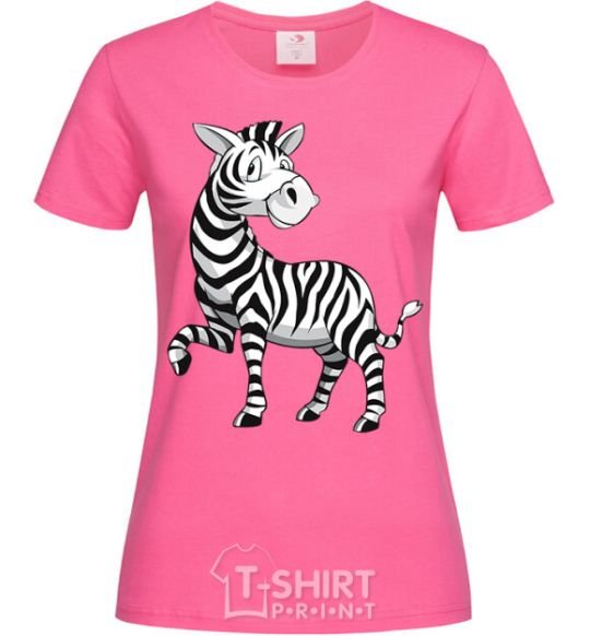 Женская футболка Мультяшная зебра Ярко-розовый фото