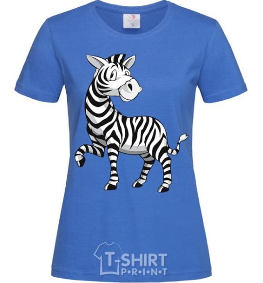 Women's T-shirt A cartoon zebra royal-blue фото