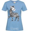 Women's T-shirt A cartoon zebra sky-blue фото